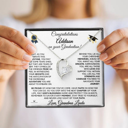 Forever Love Necklace - Graduation Forever Love Necklace with Heart CZ Pendant