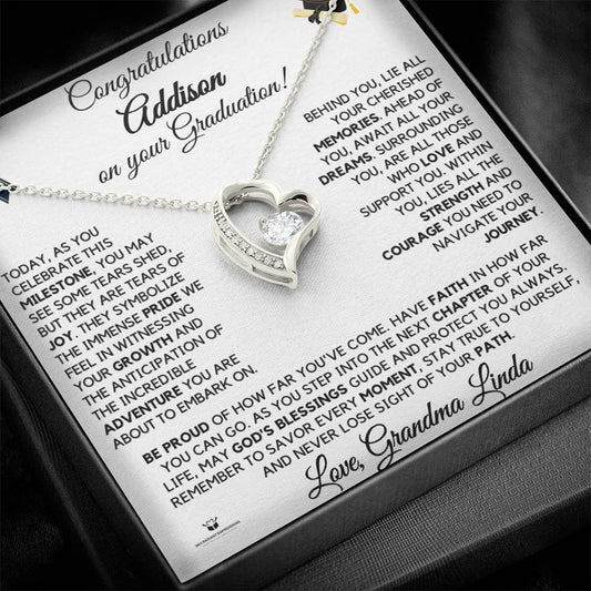 Graduation Forever Love Necklace with Heart CZ Pendant - personalized keepsake gift from SKH Radiant Expressions