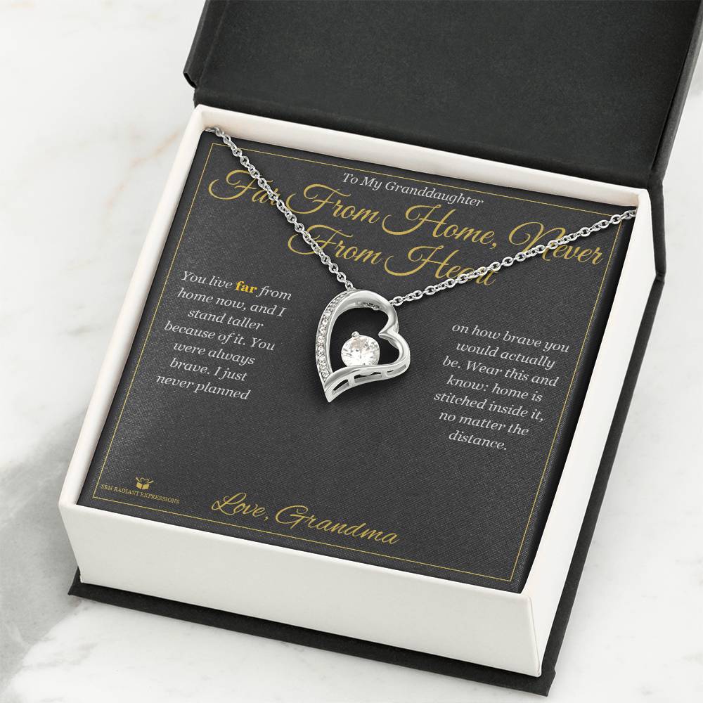 Far From Home, Never From Heart - Forever Love Necklace for Granddaughter