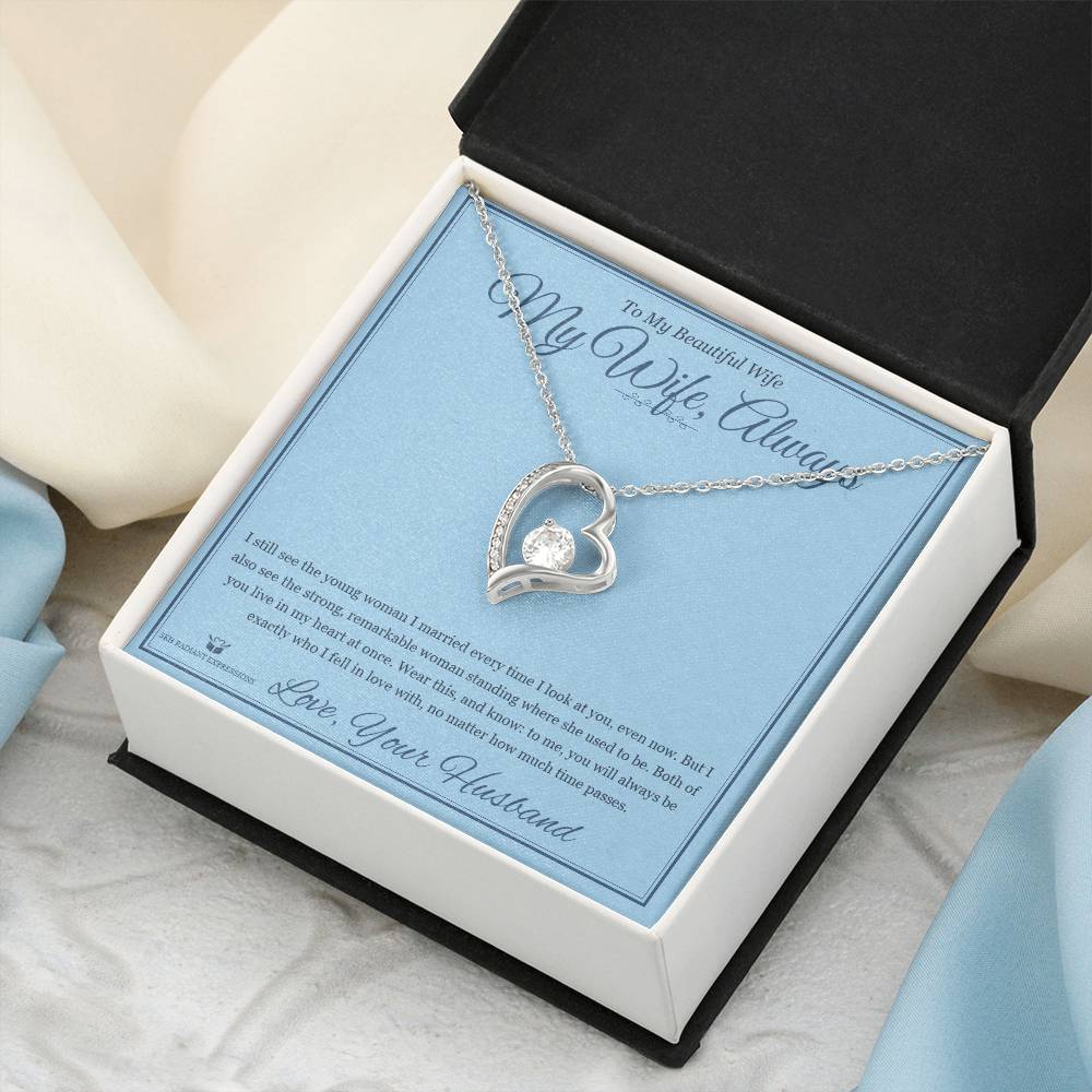 My Wife, Always - Forever Love Necklace with Red Rose Box for Wife