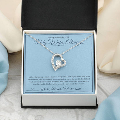 My Wife, Always - Forever Love Necklace with Red Rose Box for Wife