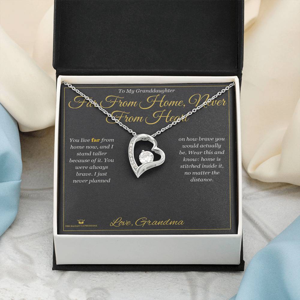Far From Home, Never From Heart - Forever Love Necklace for Granddaughter