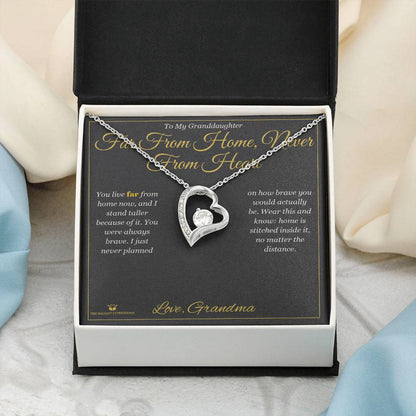 Far From Home, Never From Heart - Forever Love Necklace for Granddaughter