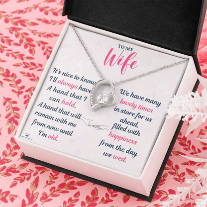 Engraved Necklace A Hand to Hold with message for wife