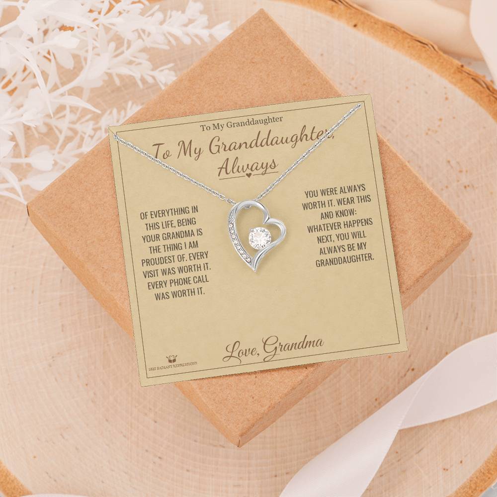 To My Granddaughter, Always - Forever Love Necklace for Granddaughter