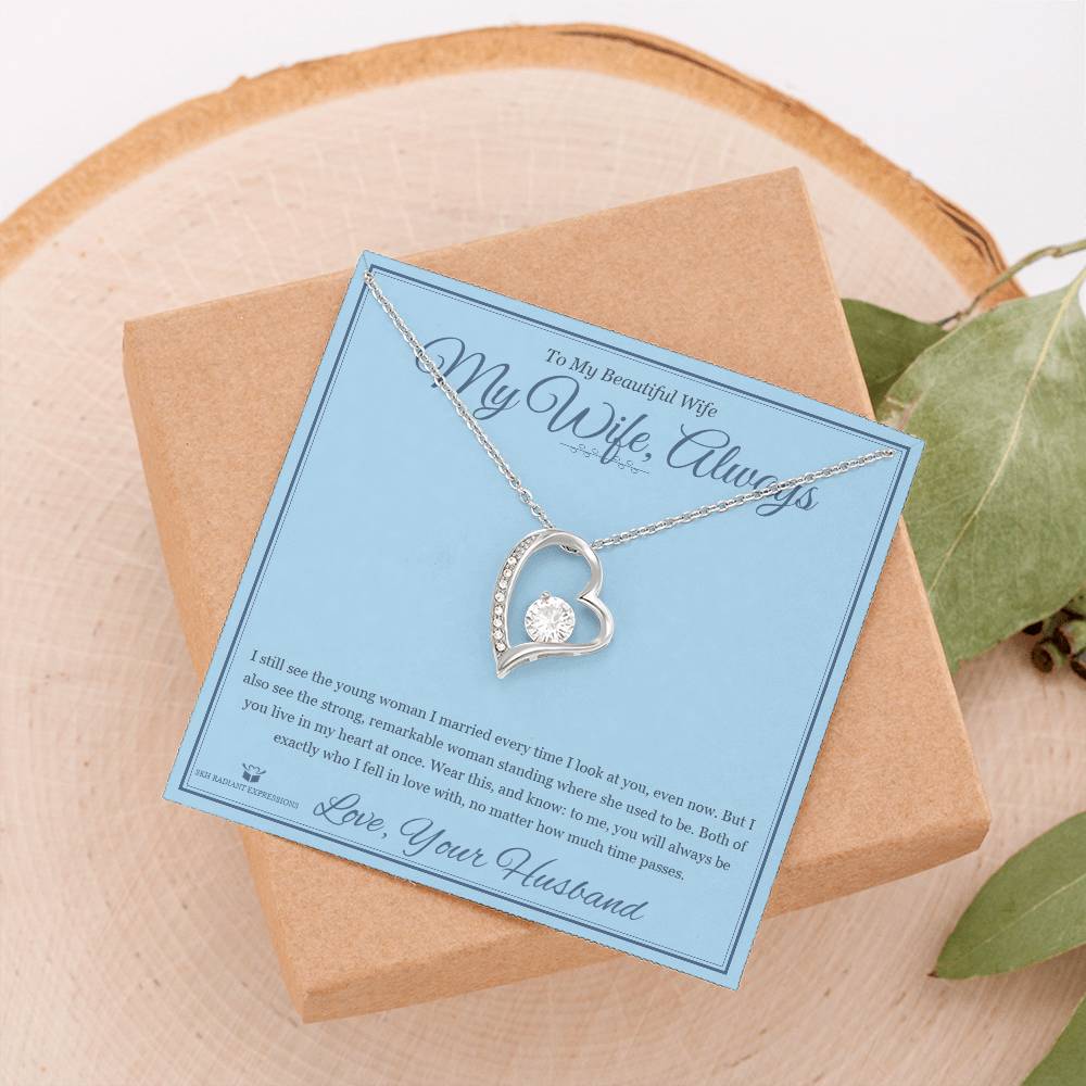 My Wife, Always - Forever Love Necklace with Red Rose Box for Wife