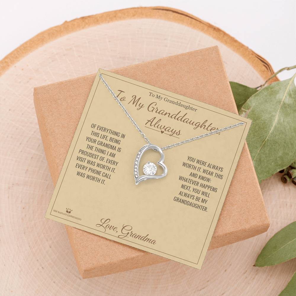 To My Granddaughter, Always - Forever Love Necklace for Granddaughter