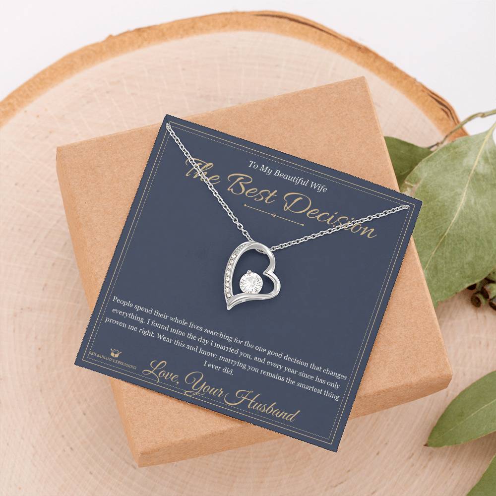 The Best Decision - Forever Love Necklace with Red Rose Box for Wife