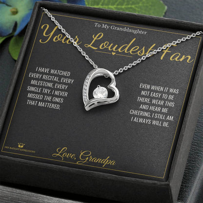 Close-up detail of the forever love necklace for granddaughter