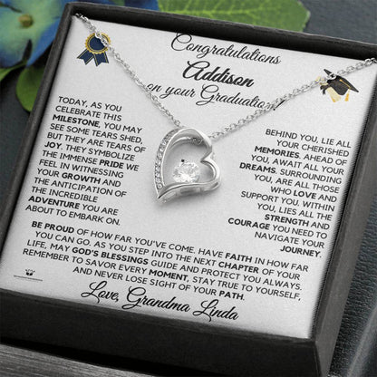 Meaningful gift for them - Graduation Forever Love Necklace with Heart CZ Pendant
