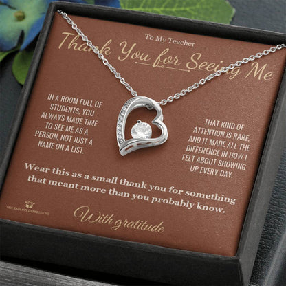 Forever Love Necklace gift box, ready to give to teacher