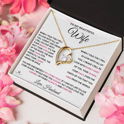 Necklace Embracing Every Part of Yo engraved with your own words for wife
