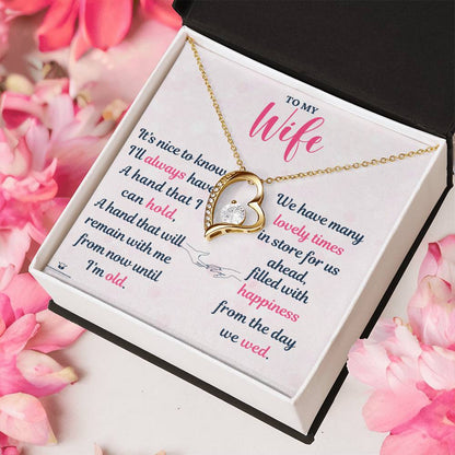 Necklace A Hand to Hold engraved with your own words for wife