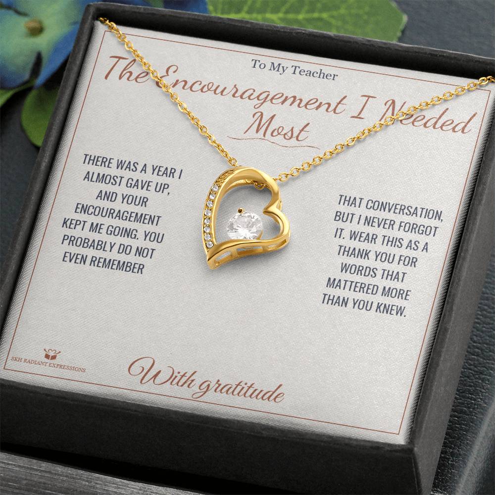 Forever Love Necklace gift box, ready to give to teacher