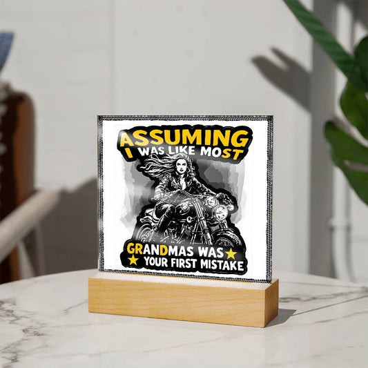 Bold Grandma on Wheels: Unique Acrylic Plaque for Fearless Grandmothers