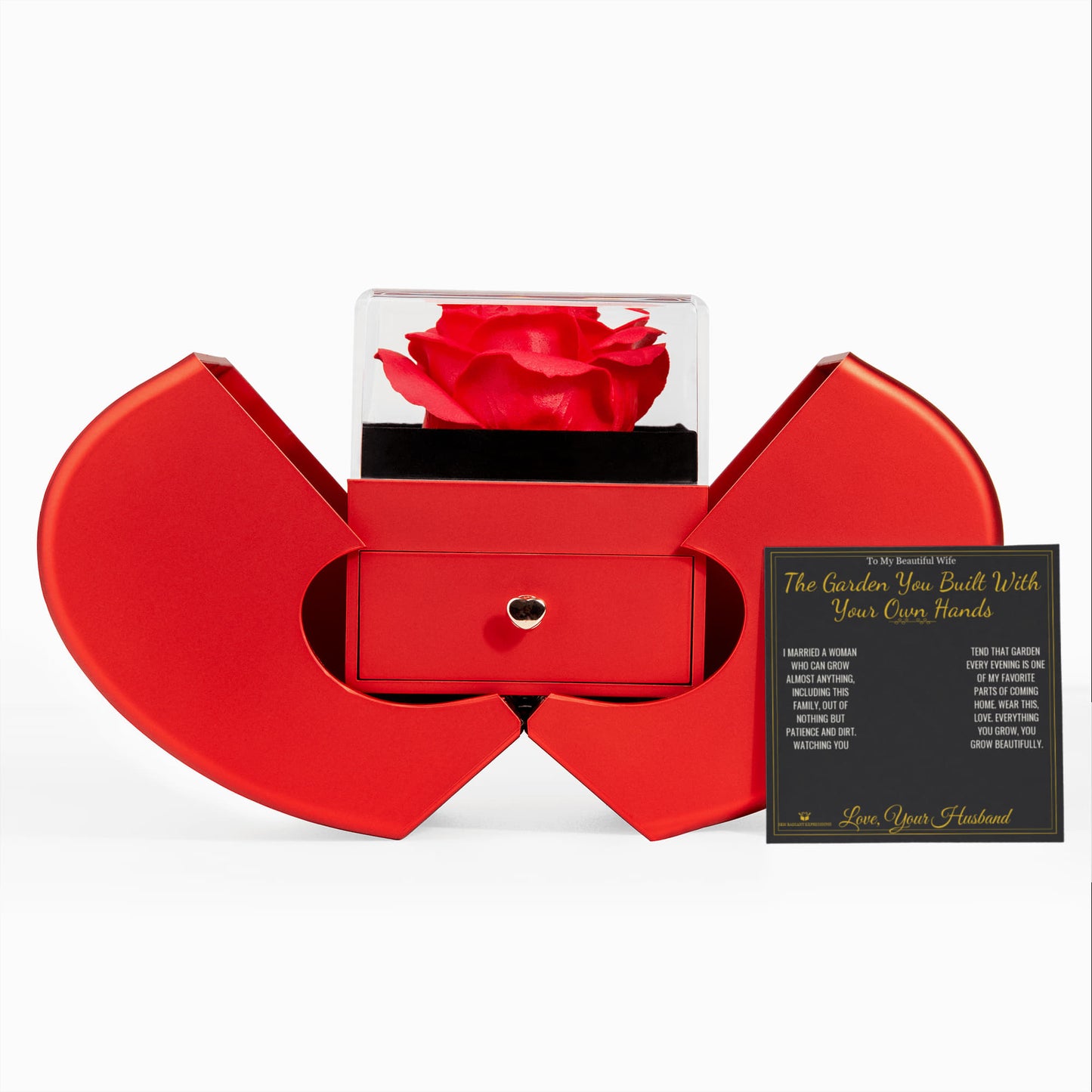 The Garden You Built With Your Own Hands - Love Knot Necklace with Red Rose Box for Wife