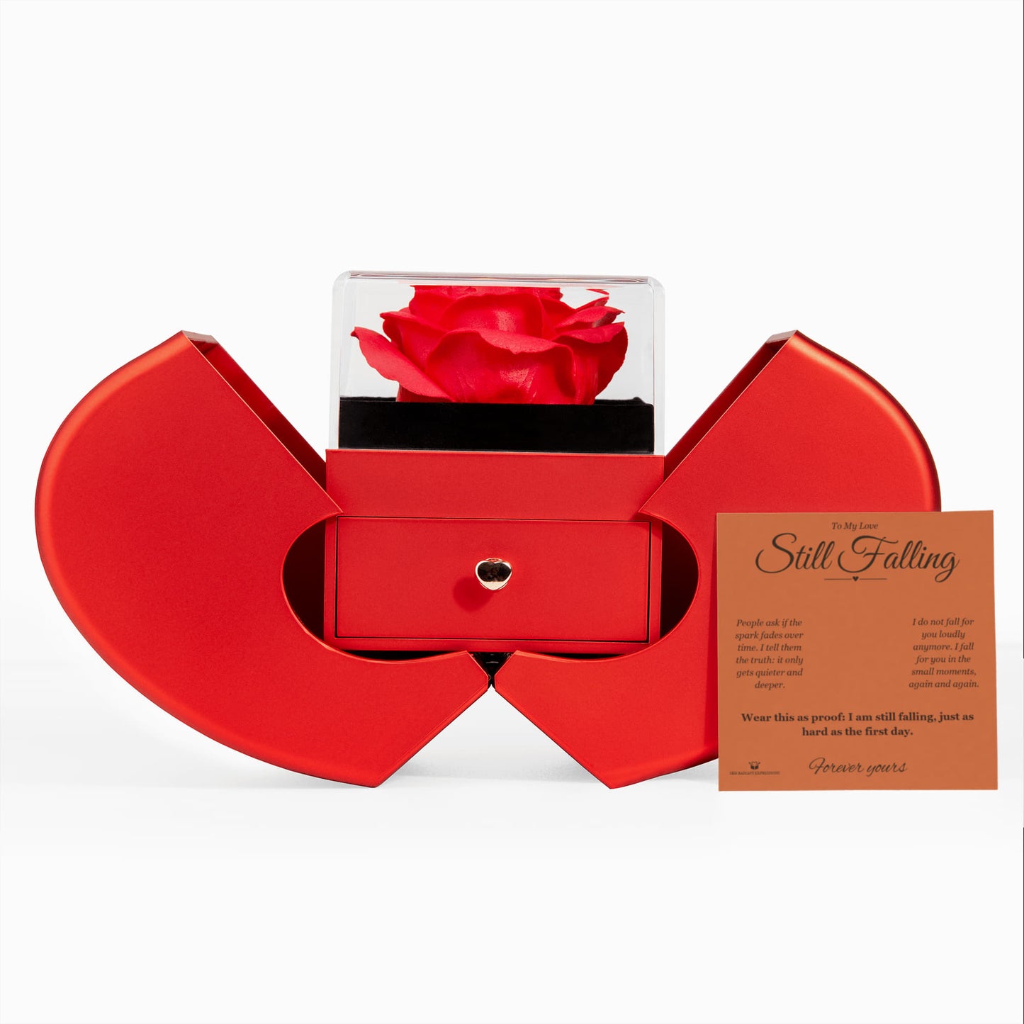 Still Falling - Love Knot Necklace with Red Rose Box for Partner