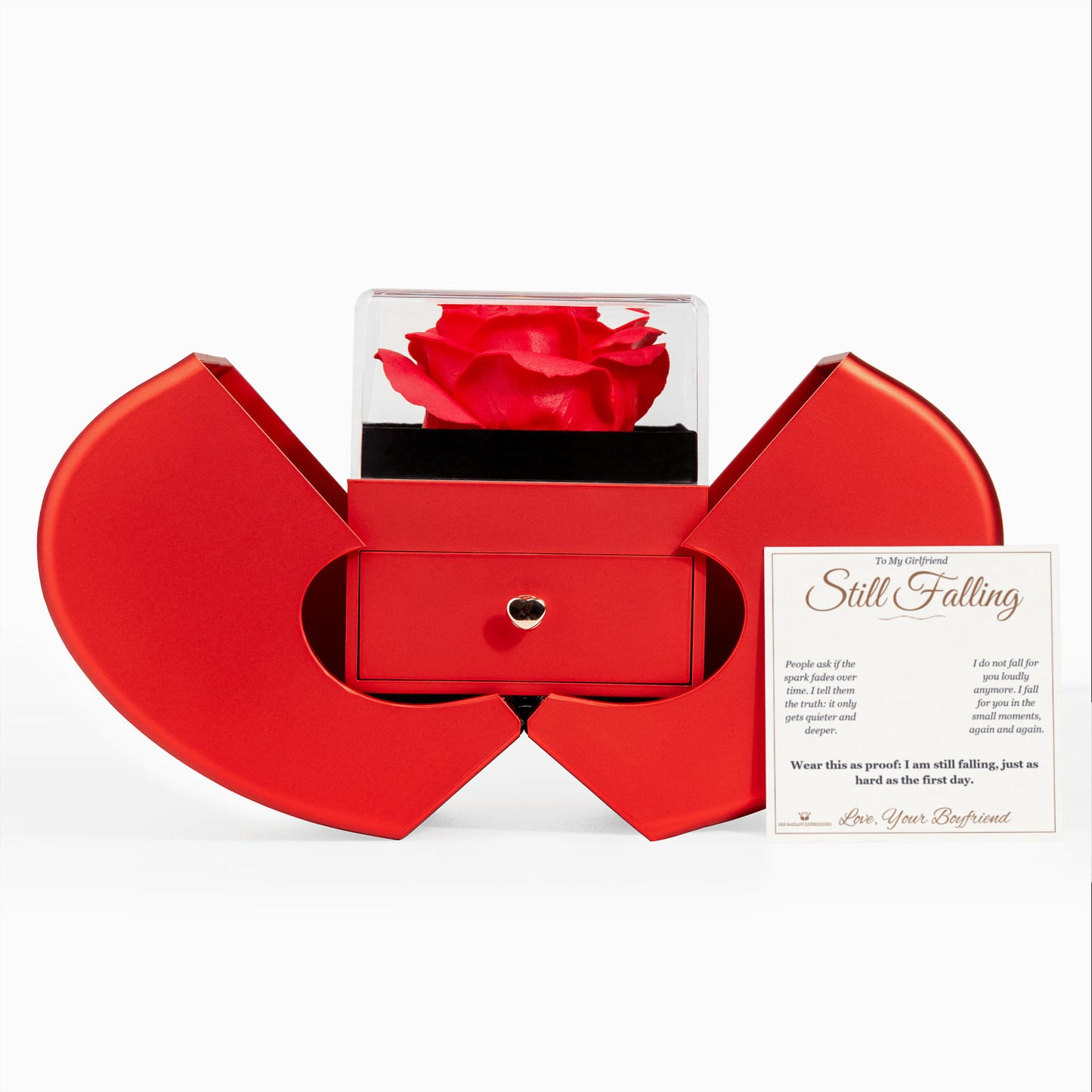 Still Falling - Love Knot Necklace with Red Rose Box for Girlfriend