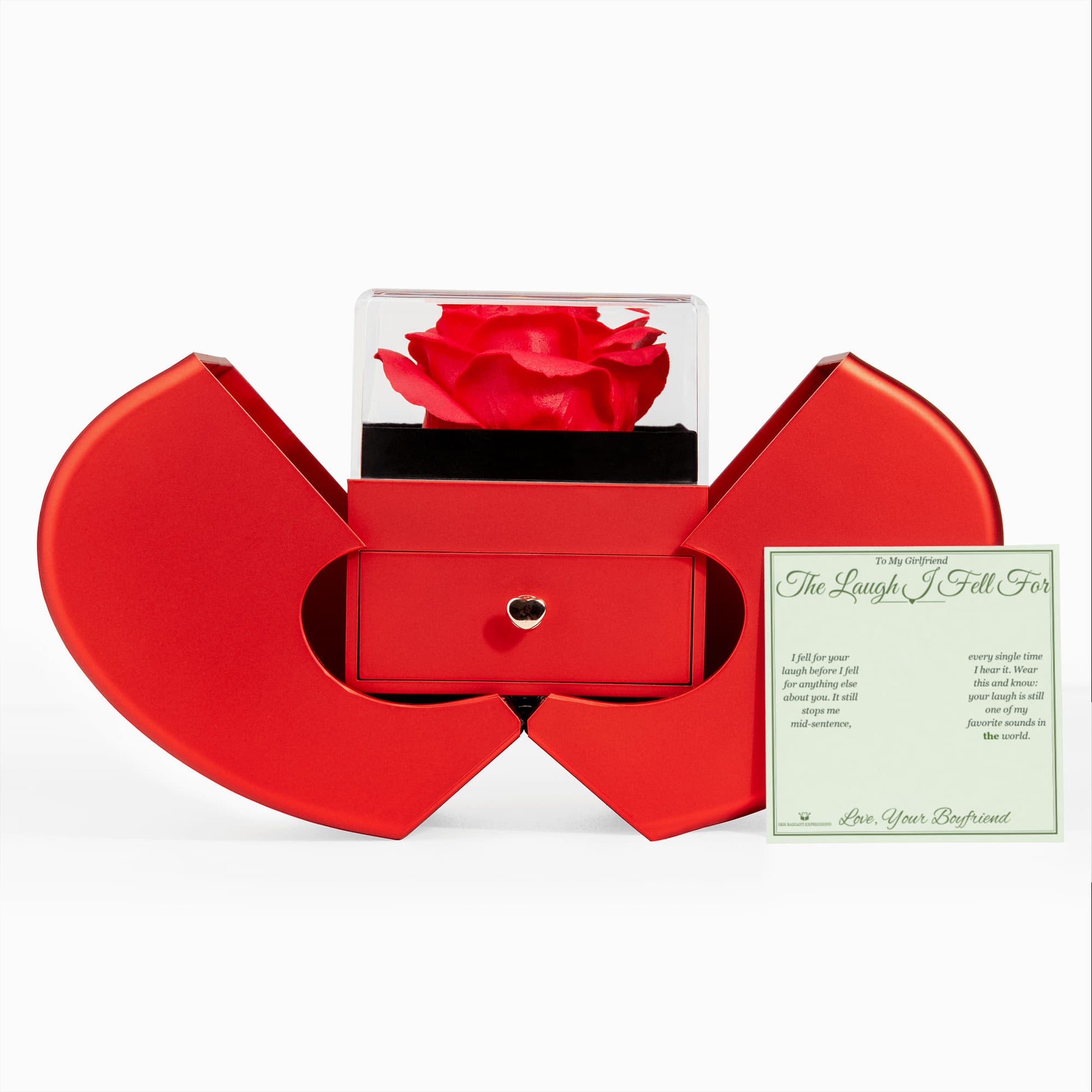The Laugh I Fell For - Love Knot Necklace with Red Rose Box for Girlfriend - personalized keepsake gift from SKH Radiant Expressions