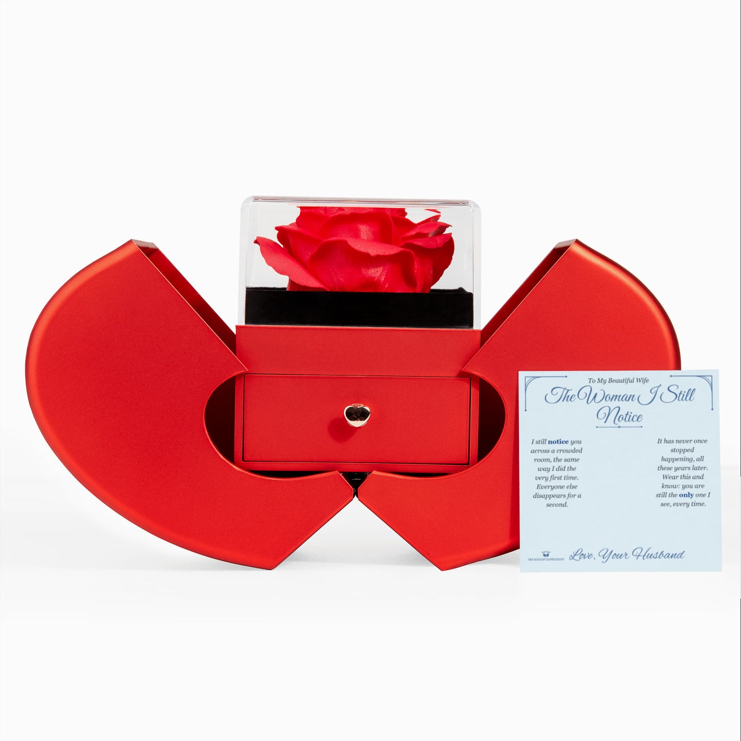 The Woman I Still Notice - Love Knot Necklace with Red Rose Box for Wife