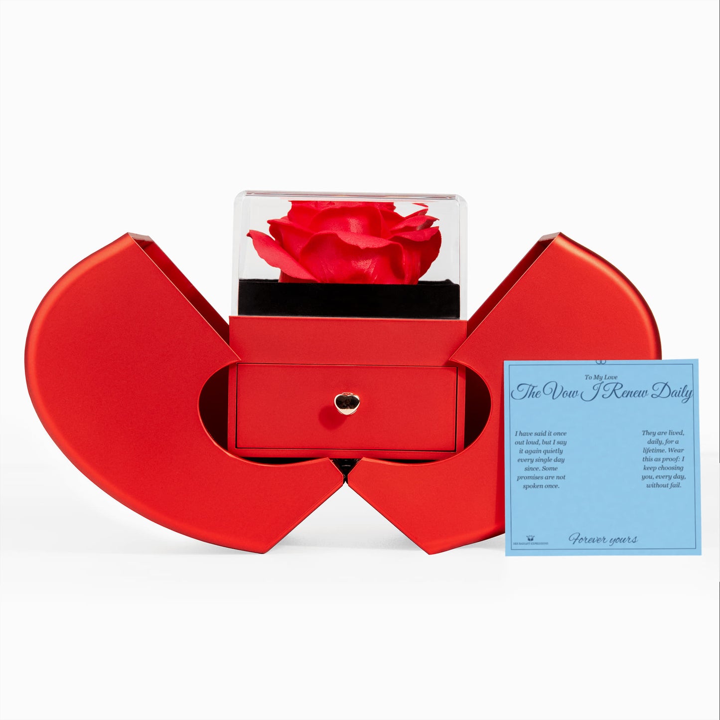 The Vow I Renew Daily - Love Knot Necklace with Red Rose Box for Partner - personalized keepsake gift from SKH Radiant Expressions