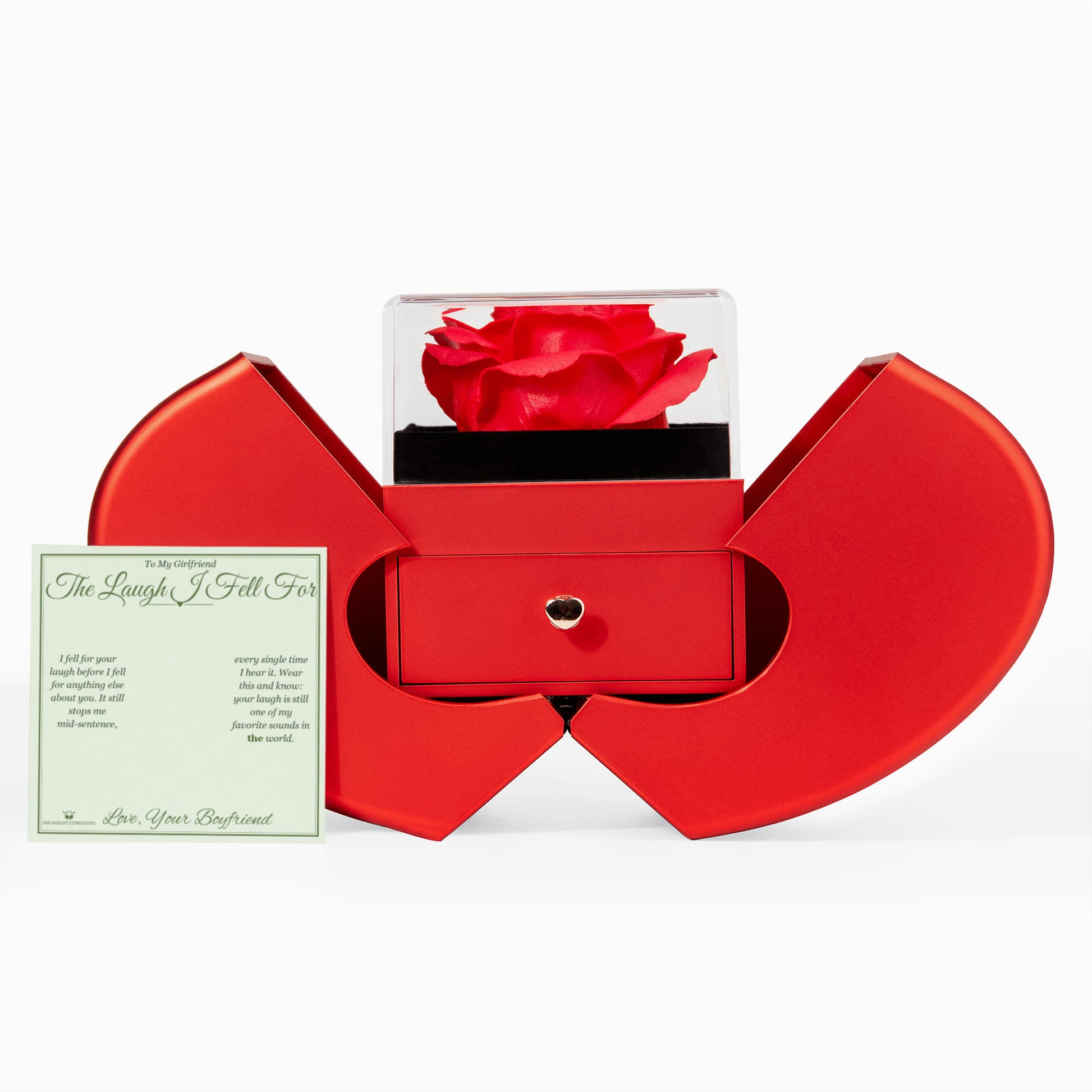 The Laugh I Fell For - Love Knot Necklace with Red Rose Box for Girlfriend - personalized keepsake gift from SKH Radiant Expressions