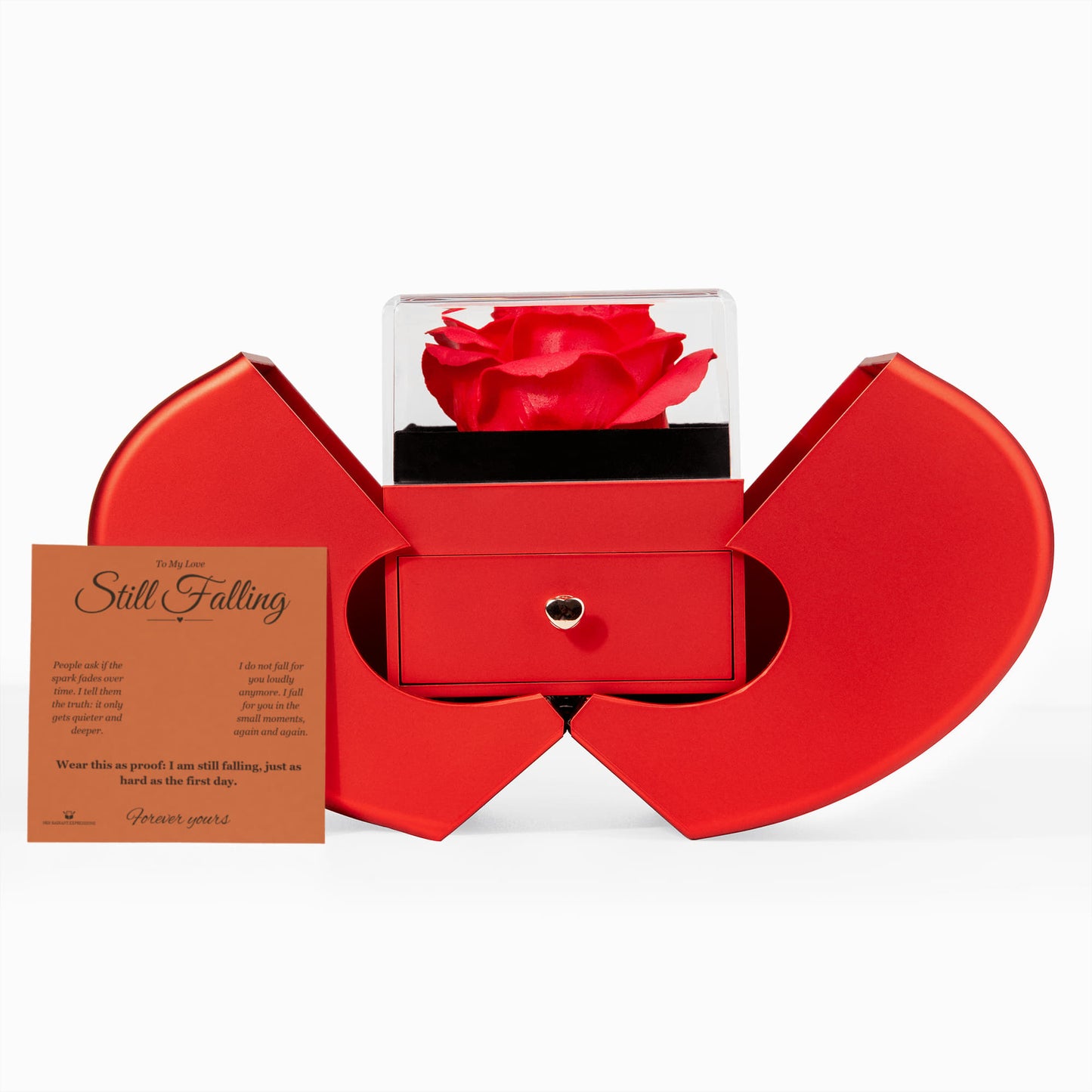 Still Falling - Love Knot Necklace with Red Rose Box for Partner