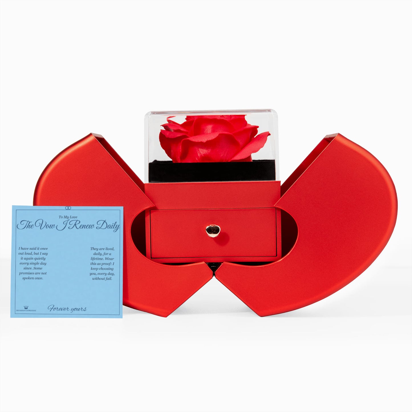 The Vow I Renew Daily - Love Knot Necklace with Red Rose Box for Partner - personalized keepsake gift from SKH Radiant Expressions