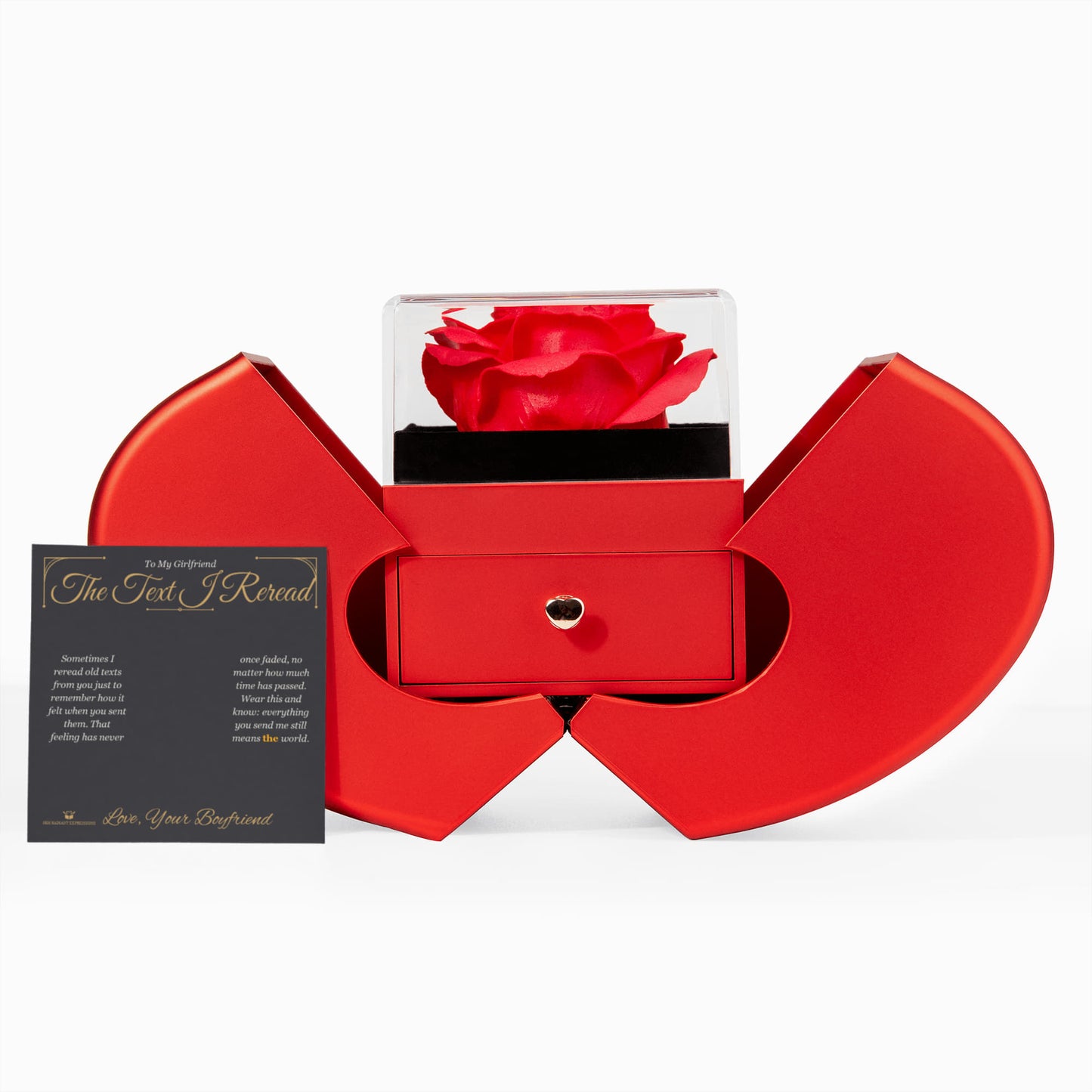 The Text I Reread - Love Knot Necklace with Red Rose Box for Girlfriend - personalized keepsake gift from SKH Radiant Expressions