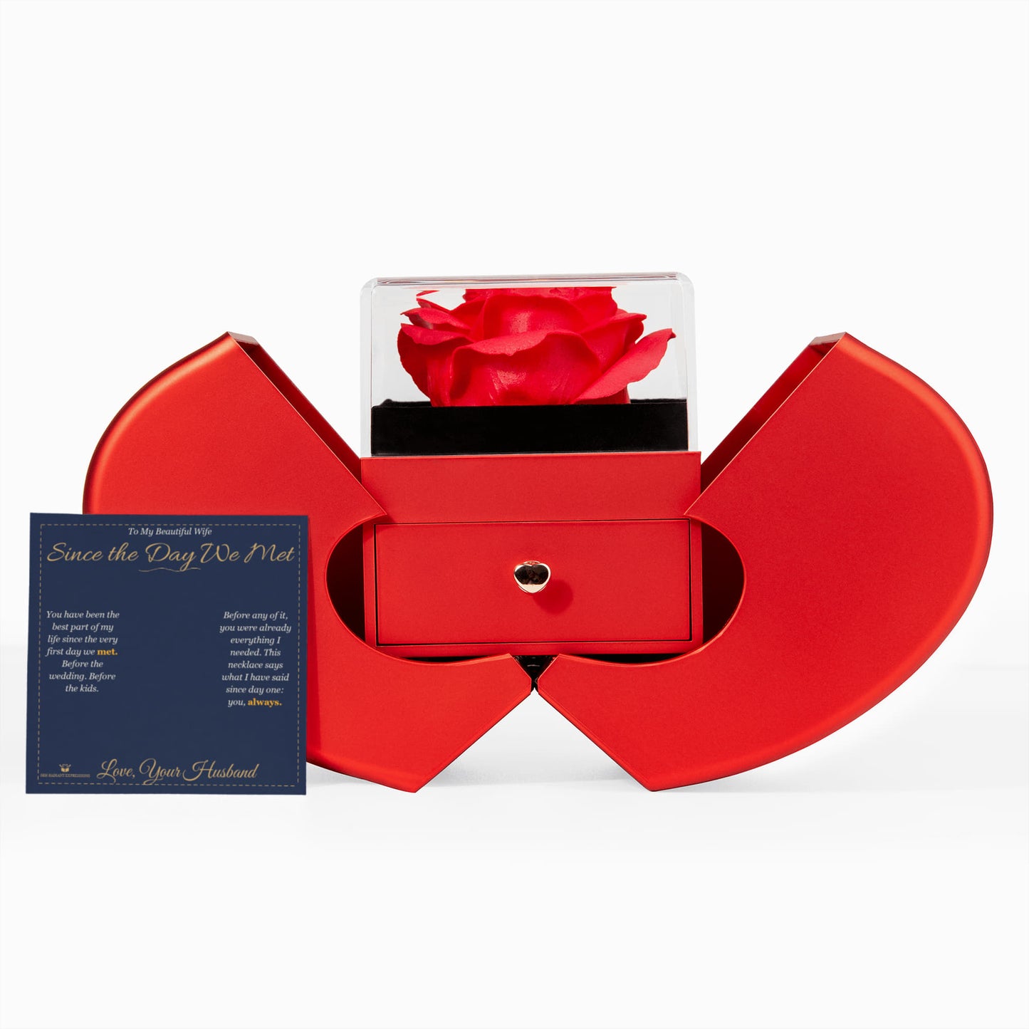 Since the Day We Met - Love Knot Necklace with Red Rose Box for Wife