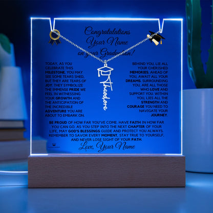 Engraved Name Necklace with message for her