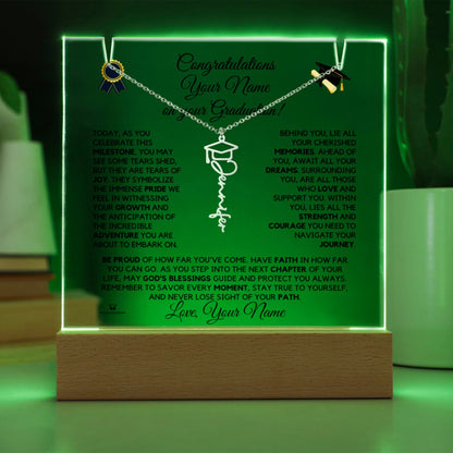 Meaningful gift for her - Personalized Graduation LED Acrylic & Name Necklace Bundle