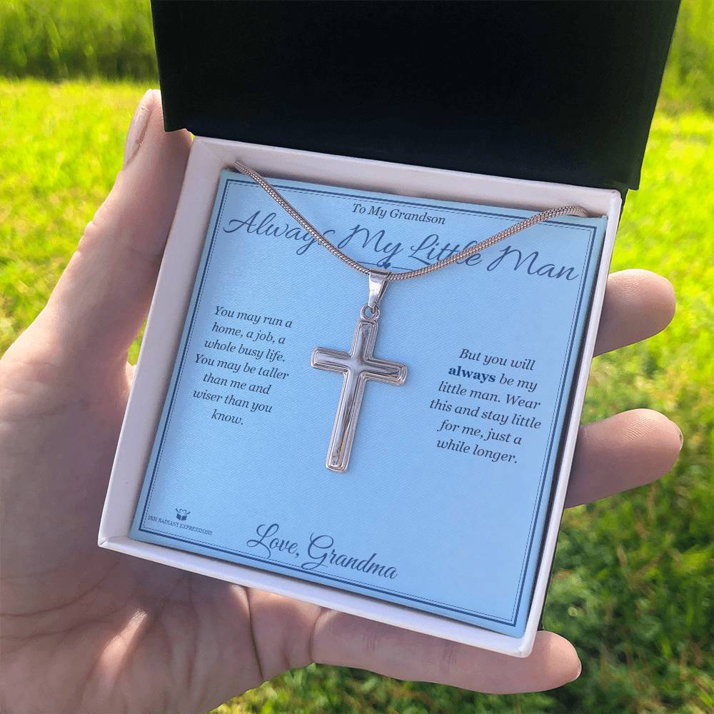 Always My Little Man - Artisan Cross Necklace for Grandson - personalized keepsake gift from SKH Radiant Expressions