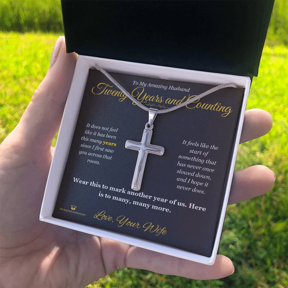 Twenty Years and Counting - Artisan Cross Necklace for Husband
