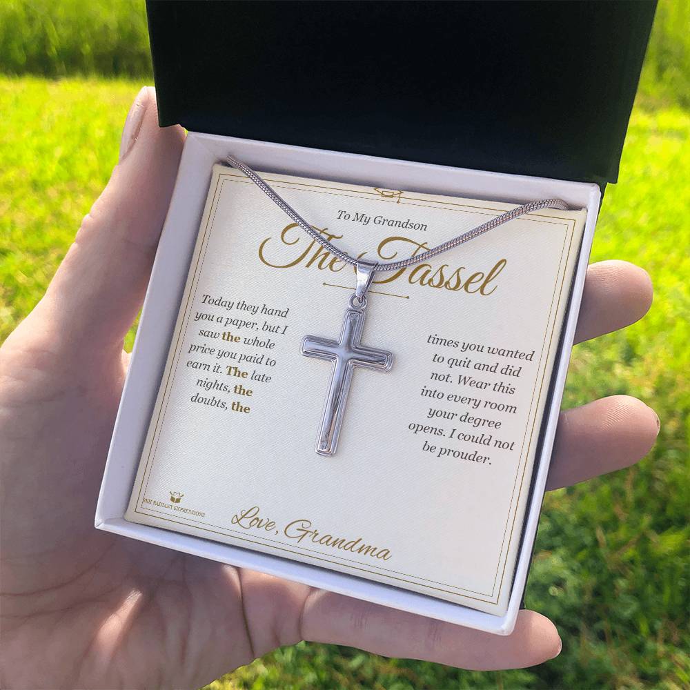 The Tassel - Artisan Cross Necklace for Grandson - personalized keepsake gift from SKH Radiant Expressions