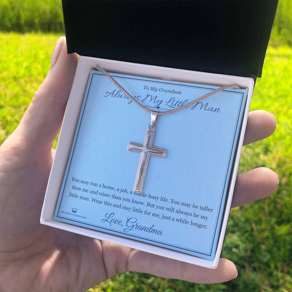 Always My Little Man - Artisan Cross Necklace for Grandson