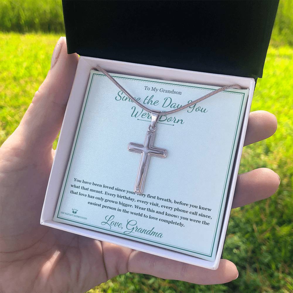 Since the Day You Were Born - Artisan Cross Necklace for Grandson