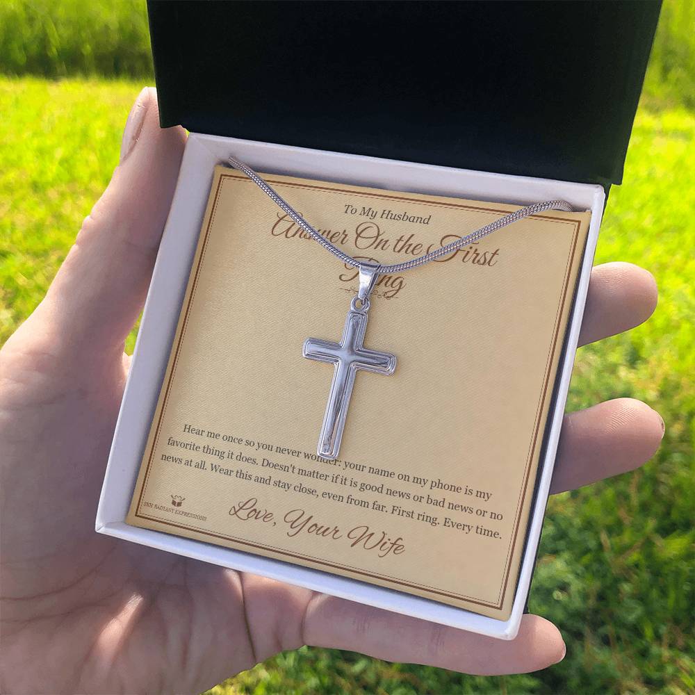 Answer On the First Ring - Artisan Cross Necklace for Husband