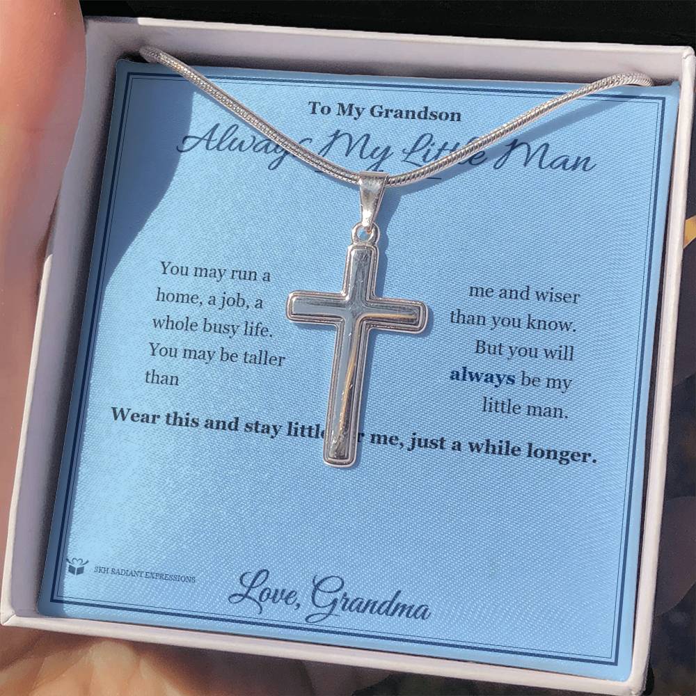 Always My Little Man - Artisan Cross Necklace for Grandson