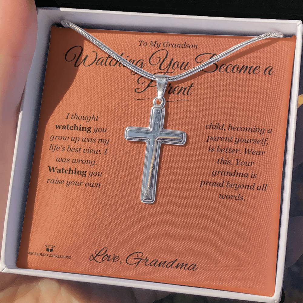 Watching You Become a Parent - Artisan Cross Necklace for Grandson