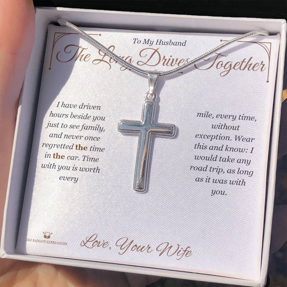 The Long Drives Together - Artisan Cross Necklace for Husband - personalized keepsake gift from SKH Radiant Expressions
