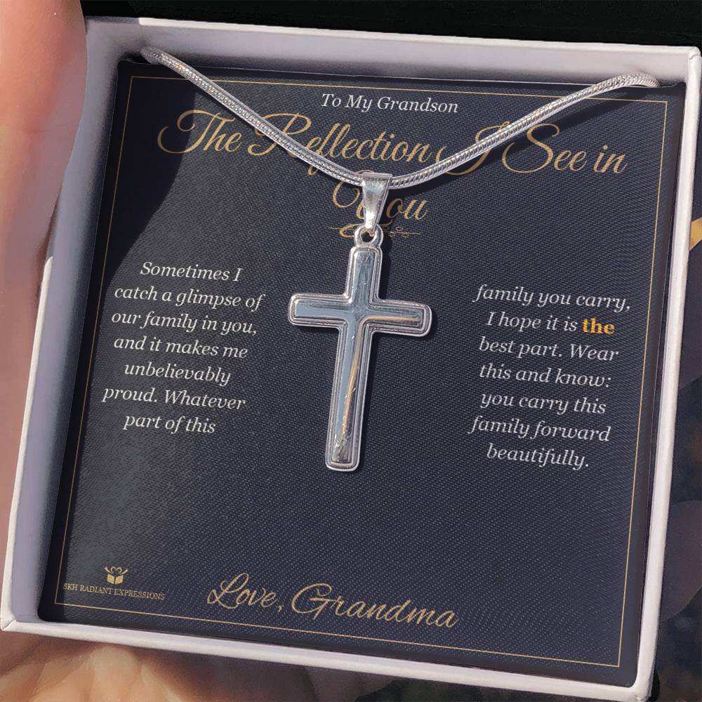 The Reflection I See in You - Artisan Cross Necklace for Grandson