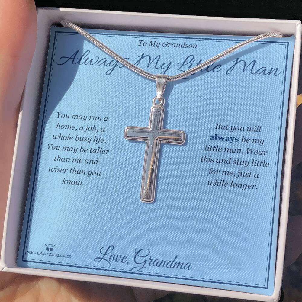 Always My Little Man - Artisan Cross Necklace for Grandson - personalized keepsake gift from SKH Radiant Expressions