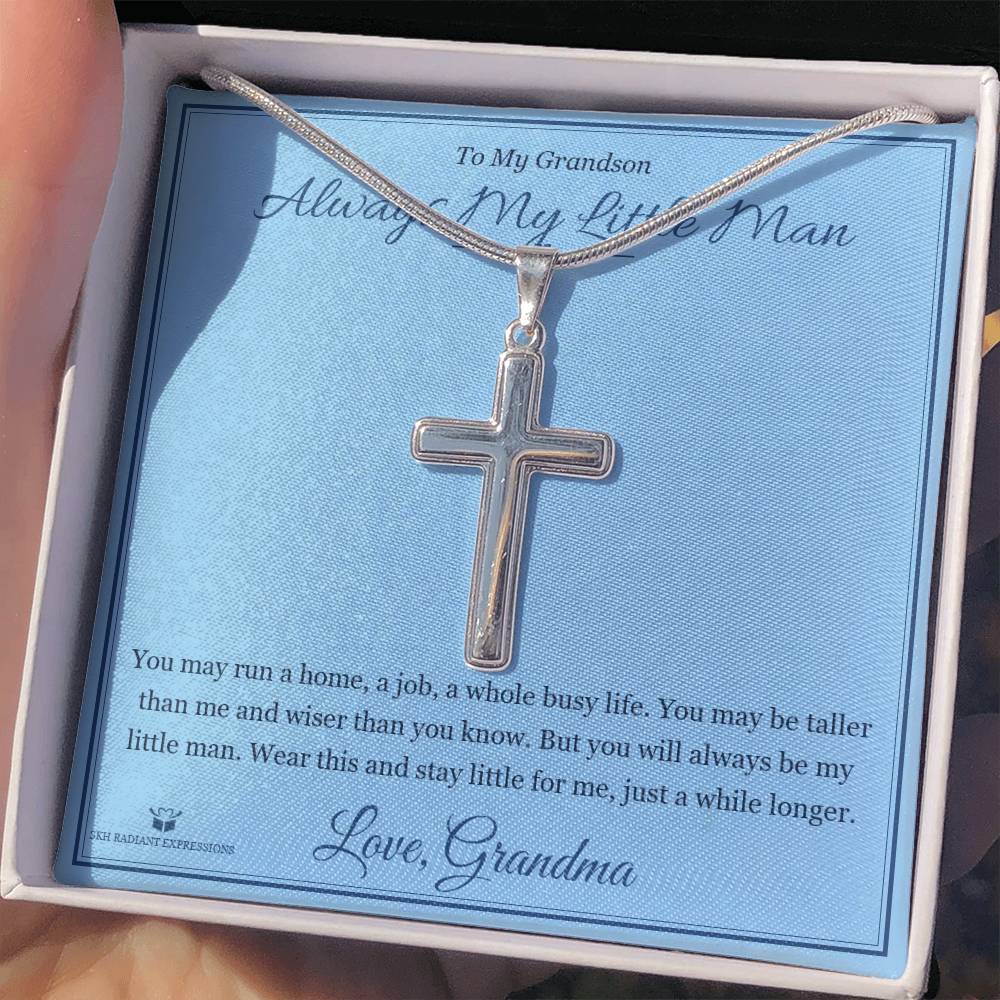 Always My Little Man - Artisan Cross Necklace for Grandson