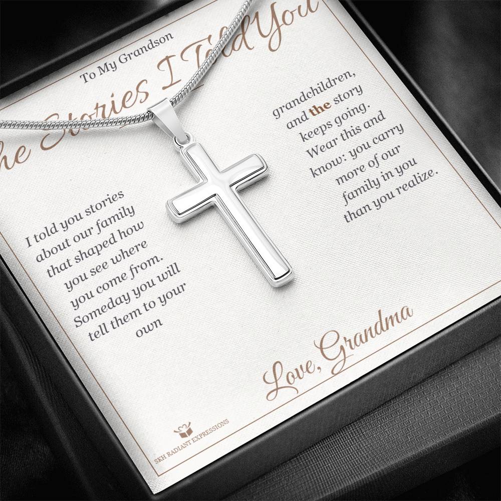 The Stories I Told You - Artisan Cross Necklace for Grandson