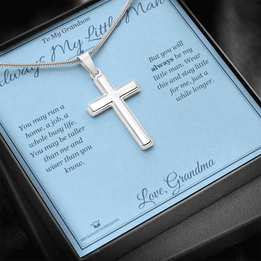 Always My Little Man - Artisan Cross Necklace for Grandson