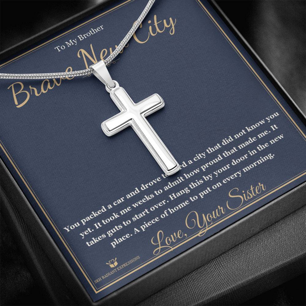Brave New City - Artisan Cross Necklace for Brother