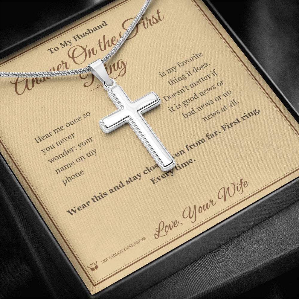 Answer On the First Ring - Artisan Cross Necklace for Husband