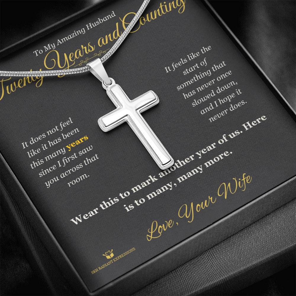 Twenty Years and Counting - Artisan Cross Necklace for Husband