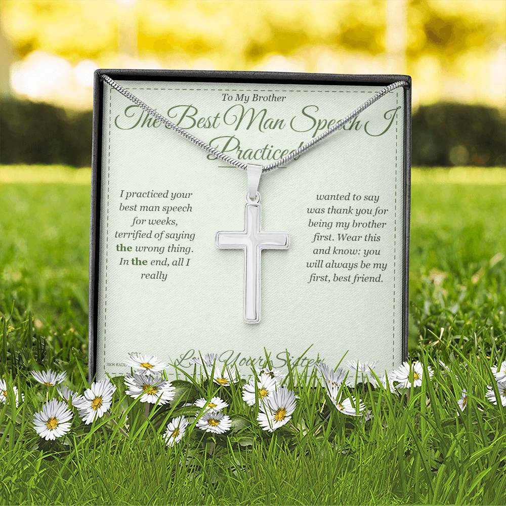 The Best Man Speech I Practiced - Artisan Cross Necklace for Brother